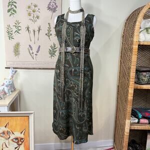 Y2k Paisley Midi Dress Whimsigoth Dark Fairy Witchy Coastal Cowgirl Grandma 8 M